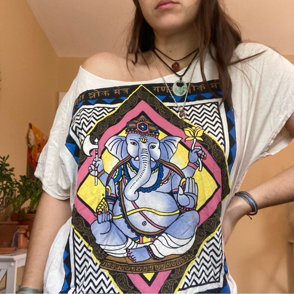 Hippie elephant yoga urban outfitters deadstock off the shoulder top tee
